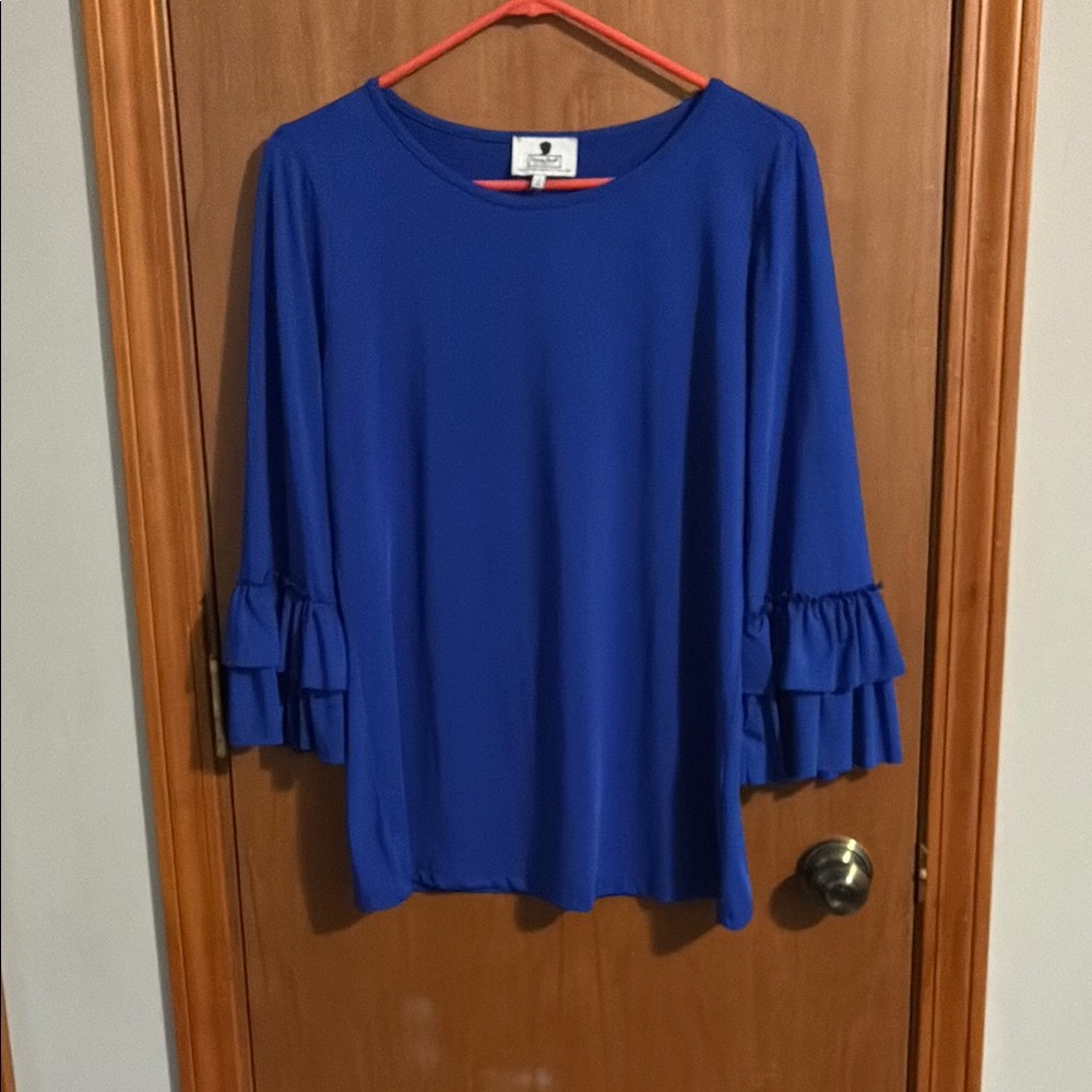 Dainty Jewells Royal Blue Ruffle Sleeve Blouse